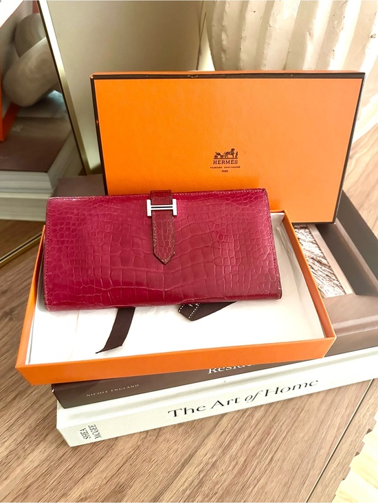 Hermes Handbags - Hermes Pink Crocodile Leather Rodeo Wallet
